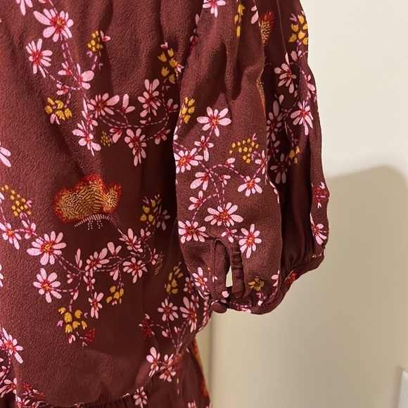 Madewell Ruffle Wrap in Windowbox Floral Butterfly Print V Neck Dress - Size 2 - Picture 8 of 10